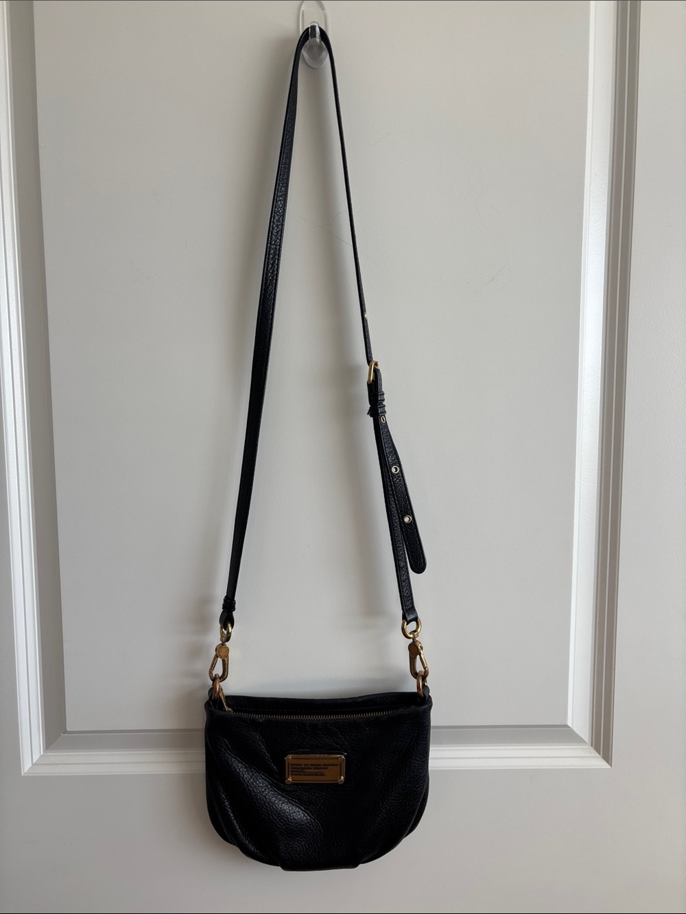 Marc Jacobs Black Leather Crossbody with Gold Hardware